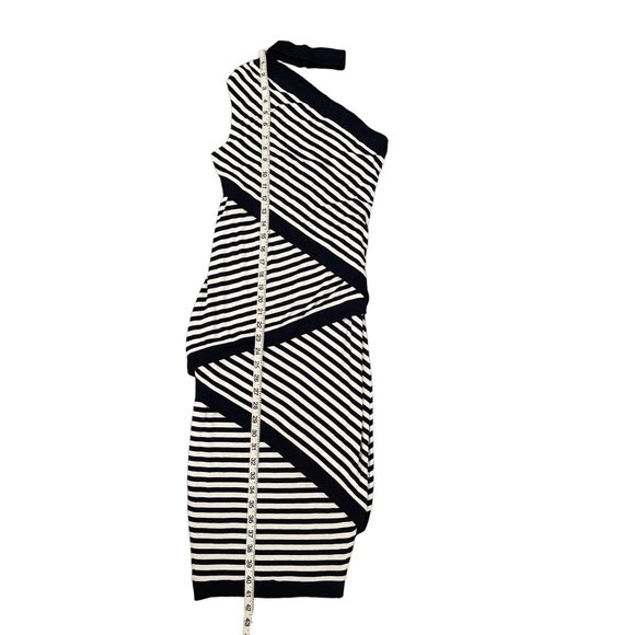 Bailey 44 Climbing Vine Asymmetric Choker Sleeveless‎ Criss Cross Stripe Dress S - Picture 7 of 12
